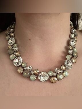 LOFT Crystal Collar Necklace in Clear and Champagne